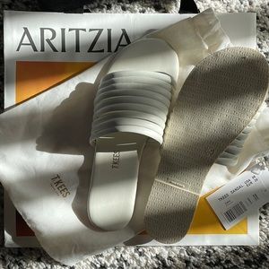 white leather sandals